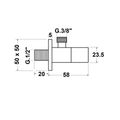 Sapho Rohový ventil s rozetou 1/2x3/8, hranatý, černá mat SL115 - galerie #1
