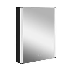 kielle Arkas I - Zrcadlová skříňka s LED osvětlením, vyhříváním a USB portem, 55x70x13 cm, matná černá 50111614