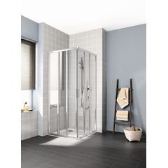 Kermi Cada XS Rohové sprchové dveře 75 cm, 3-dílné, levé, stříbrná CKE3L07520VPK