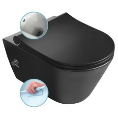 Sapho Avva Závěsné WC Rimless s bidetovou sprškou a integrovanou baterií, černá mat 100315-110