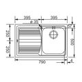 Franke Logica LLL 611/2 Nerezový dřez s odkapem vpravo, tkaná struktura, 79x50cm, 101.0120.183 - galerie #1