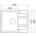Sinks Linea 600 Granitový dřez s odkapem oboustranné provedení, 60x48cm, granblack, SIGLI60048030 - galerie #1
