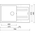 Sinks Linea 780 N Granitový dřez s odkapem oboustranné provedení, 78x48cm, granblack, SIGLI780480N30 - galerie #1