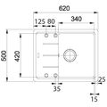 Franke Basis BFG 611-62 Granitový dřez s odkapem oboustranné provedení, 62x50cm, sahara, 114.0285.111 - galerie #1