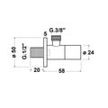 Sapho Rohový ventil s rozetou, kulatý, 1/2x3/8, bílá mat SL014 - galerie #1